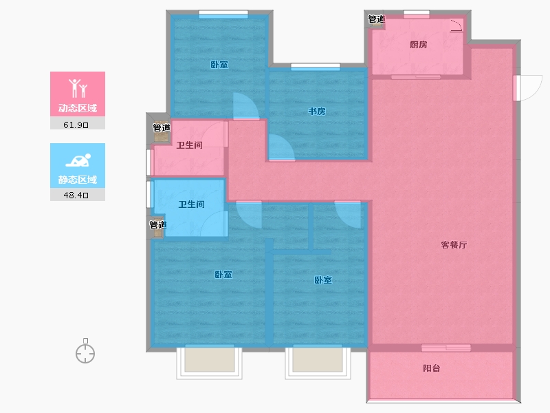 山西省-太原市-阳光城文澜府-99.79-户型库-动静分区