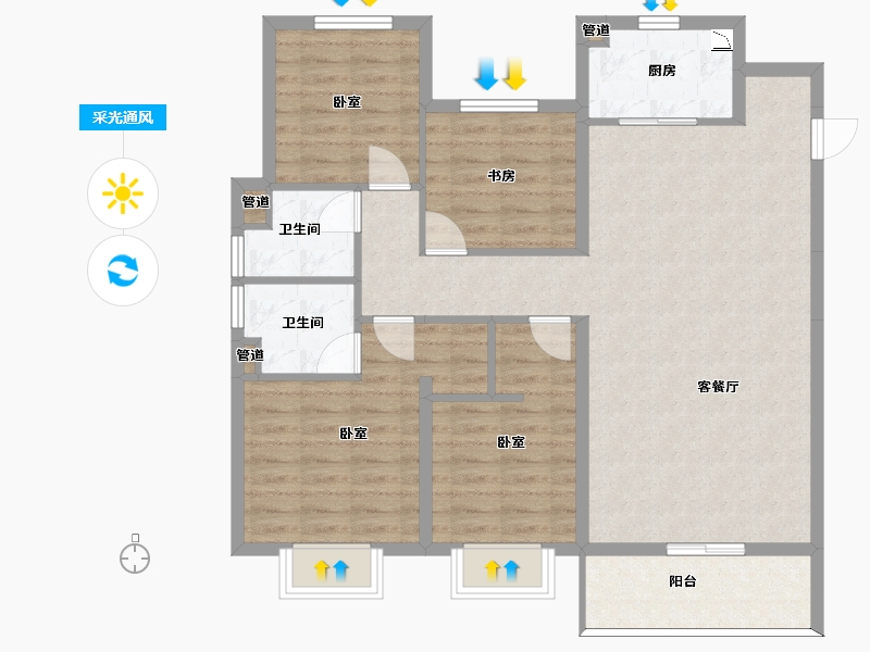 山西省-太原市-阳光城文澜府-99.79-户型库-采光通风