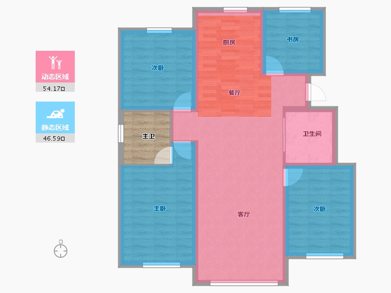 吉林省-四平市-四平顺达・东樾府-95.56-户型库-动静分区