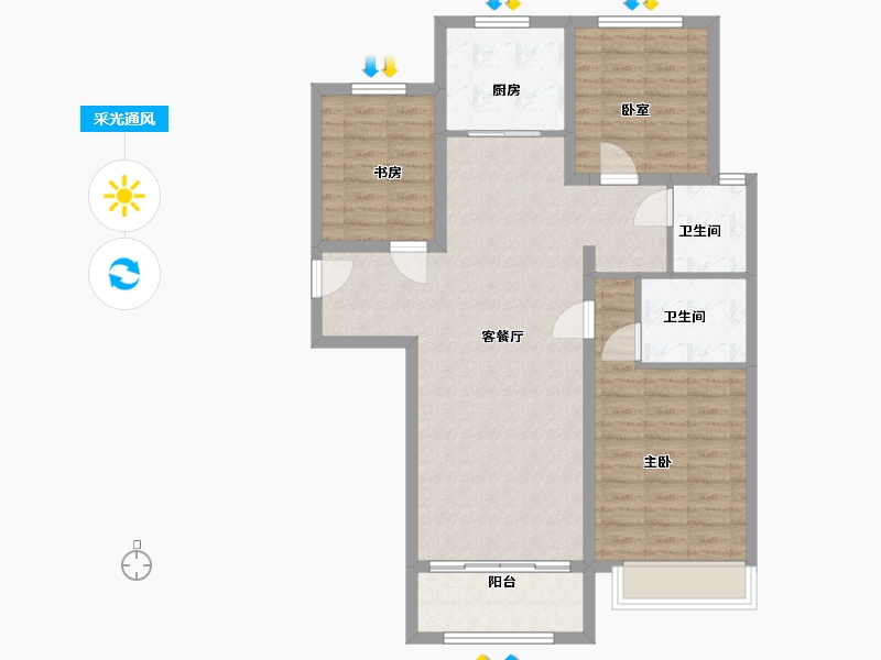 山西省-太原市-保利壹号公馆四期-95.00-户型库-采光通风