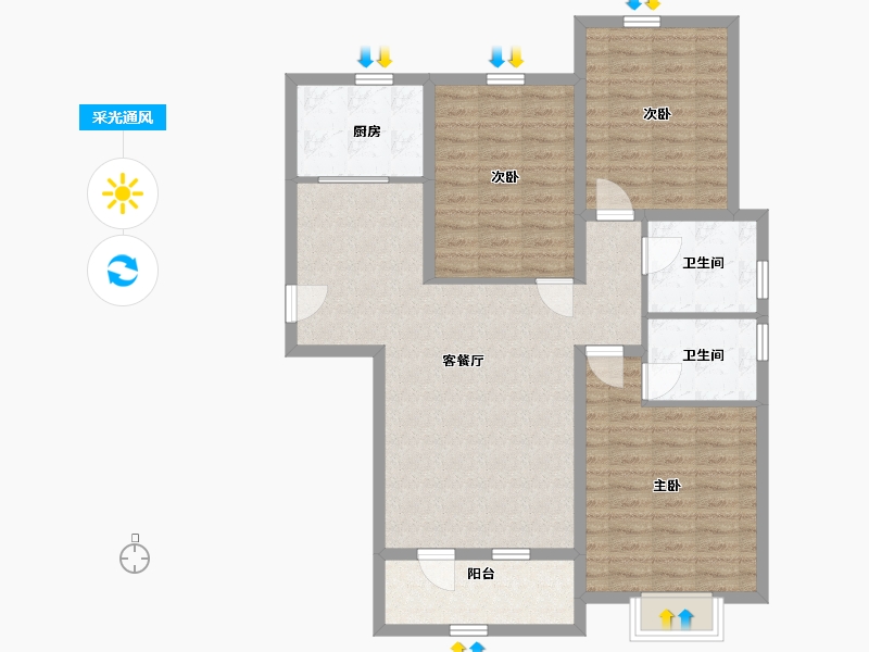 河北省-石家庄市-五合锦江府-102.70-户型库-采光通风