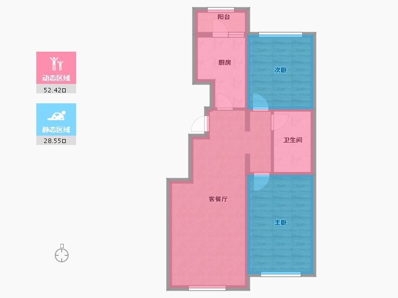 内蒙古自治区-呼和浩特市-呼和浩特恒大翡翠华庭-71.63-户型库-动静分区