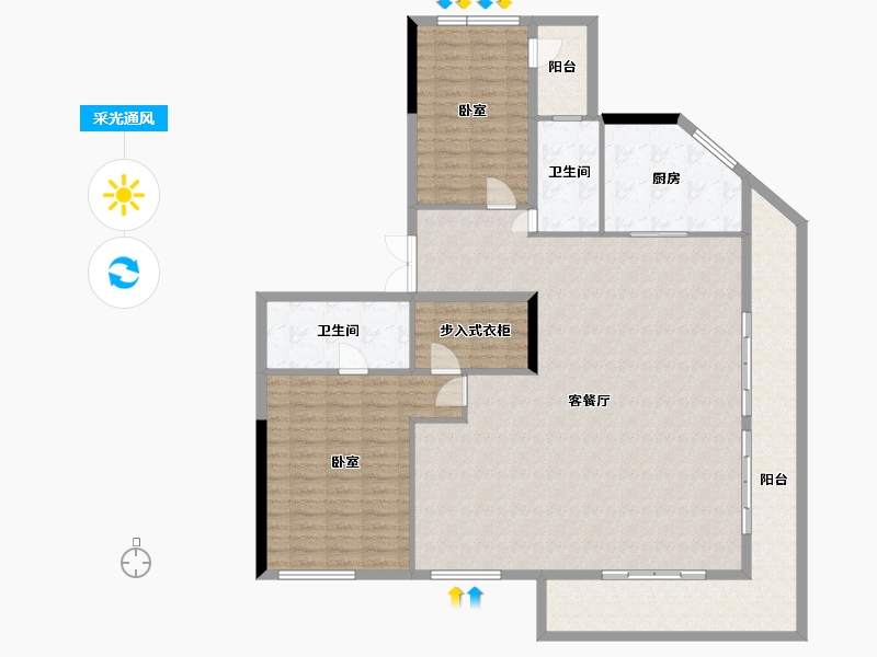 云南省-昆明市-世博生态城蓝湖邻里-160.75-户型库-采光通风