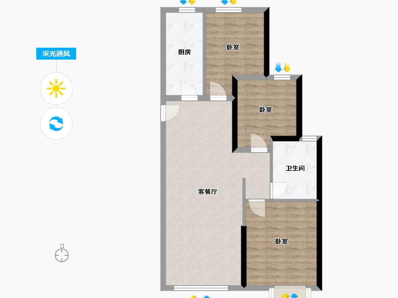 内蒙古自治区-鄂尔多斯市-鄂尔多斯恒大名都-77.87-户型库-采光通风