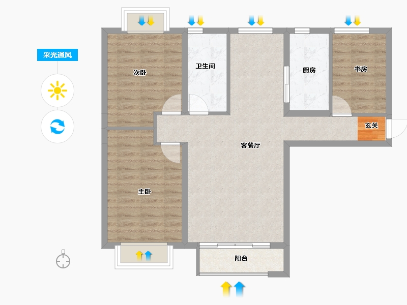 辽宁省-大连市-大连海湾城-81.18-户型库-采光通风