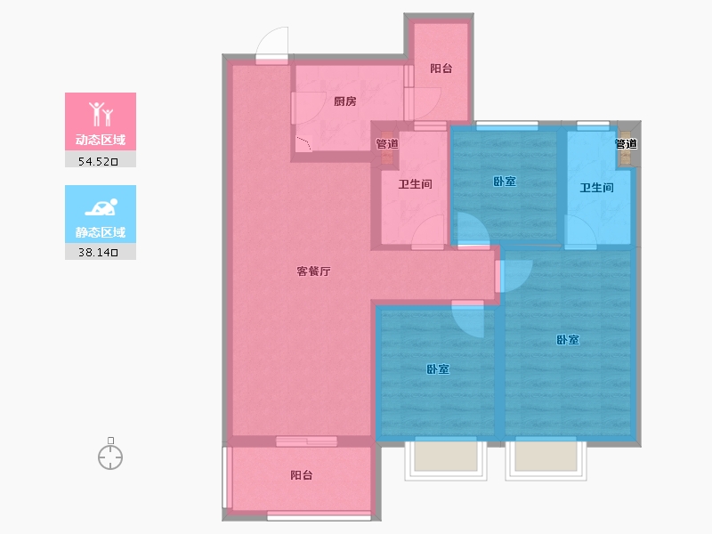 山西省-太原市-蓝光·雅居乐雍锦半岛-81.57-户型库-动静分区