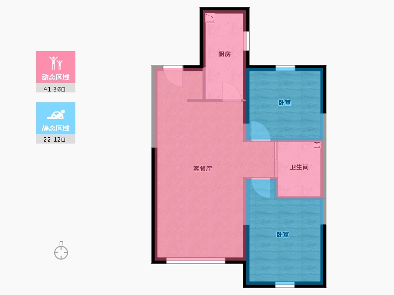 辽宁省-铁岭市-哥伦布魅力城-56.68-户型库-动静分区