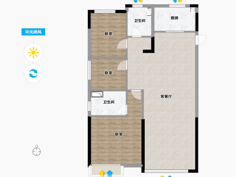 内蒙古自治区-鄂尔多斯市-鄂尔多斯恒大名都-101.03-户型库-采光通风