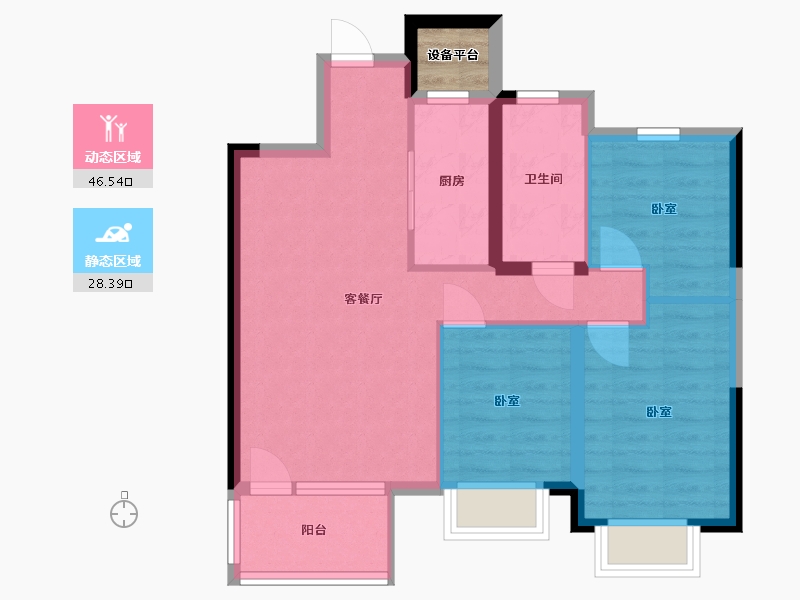 辽宁省-大连市-金湾十里海-68.37-户型库-动静分区