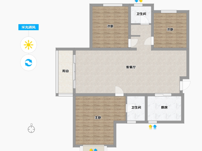 河北省-保定市-御景蓝湾二期-106.00-户型库-采光通风