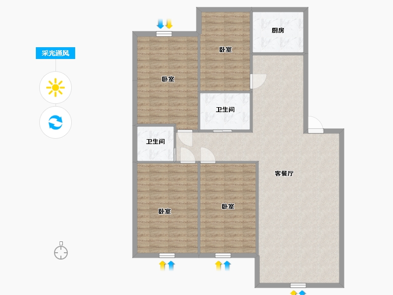 辽宁省-丹东市-东都屹景-115.86-户型库-采光通风