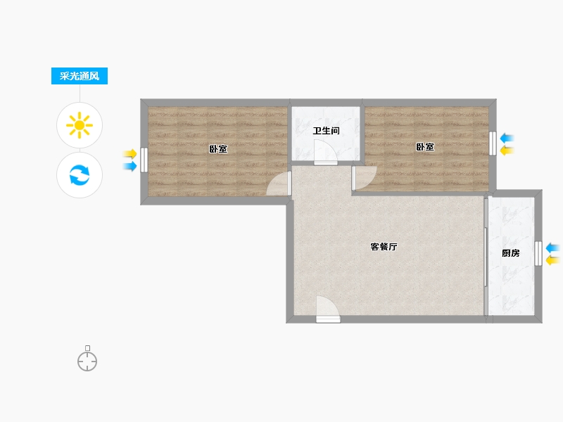 辽宁省-丹东市-东都屹景-63.86-户型库-采光通风