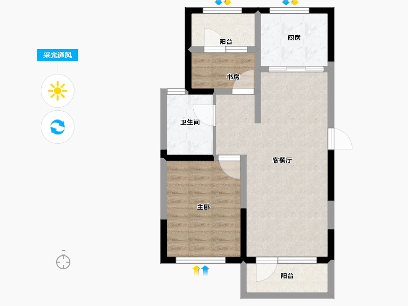 辽宁省-大连市-华润置地幸福里-64.55-户型库-采光通风