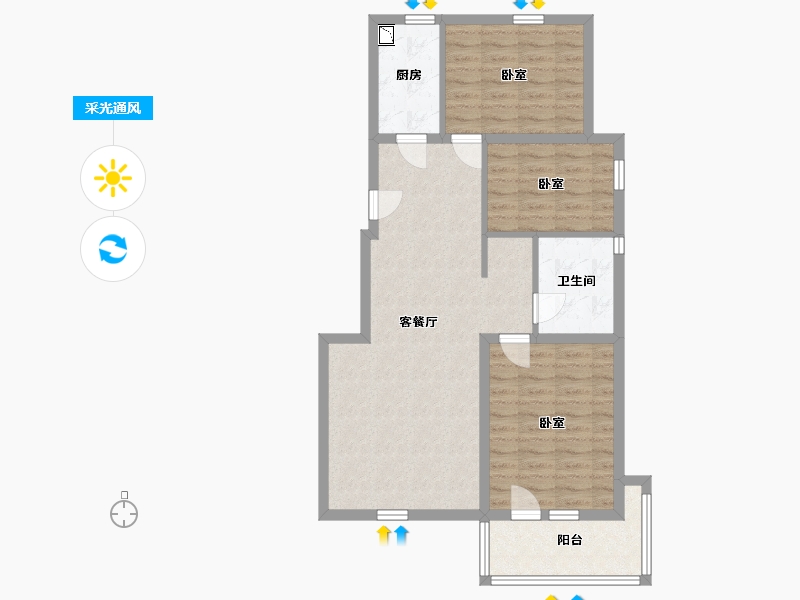 辽宁省-鞍山市-宝居朗庭国际-84.17-户型库-采光通风