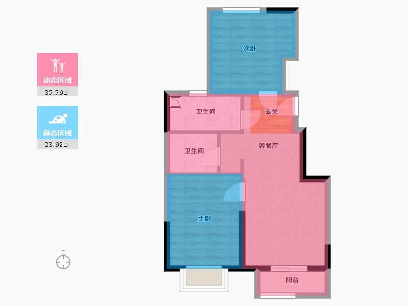 河北省-廊坊市-万科新都荟-52.53-户型库-动静分区