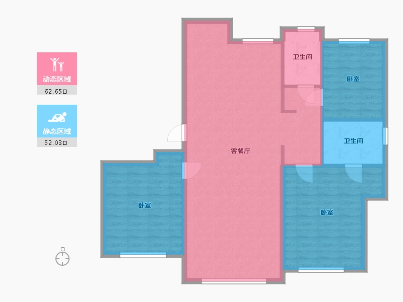 内蒙古自治区-鄂尔多斯市-城投·海昌鑫园-104.96-户型库-动静分区