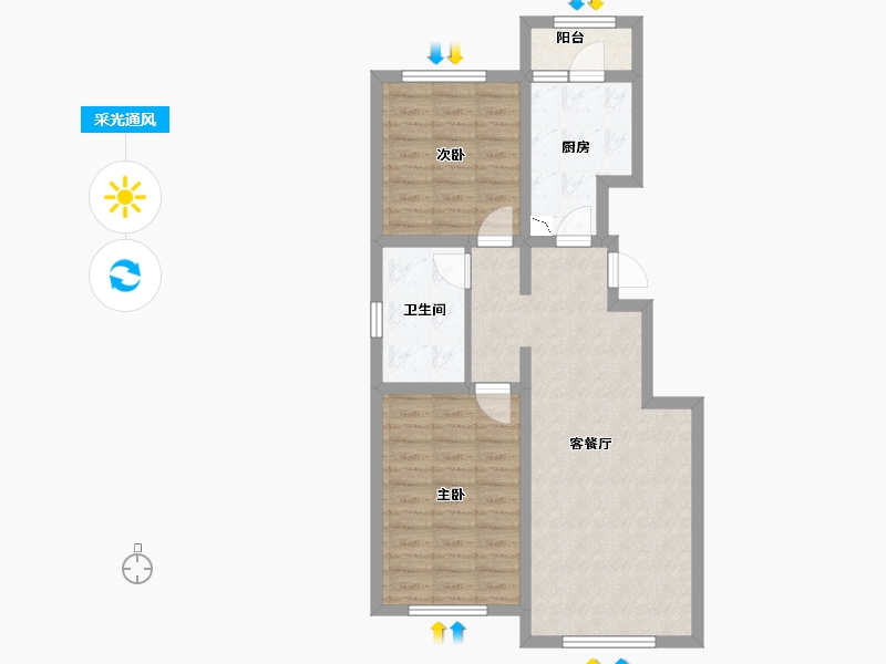 内蒙古自治区-呼和浩特市-呼和浩特恒大翡翠华庭-72.00-户型库-采光通风