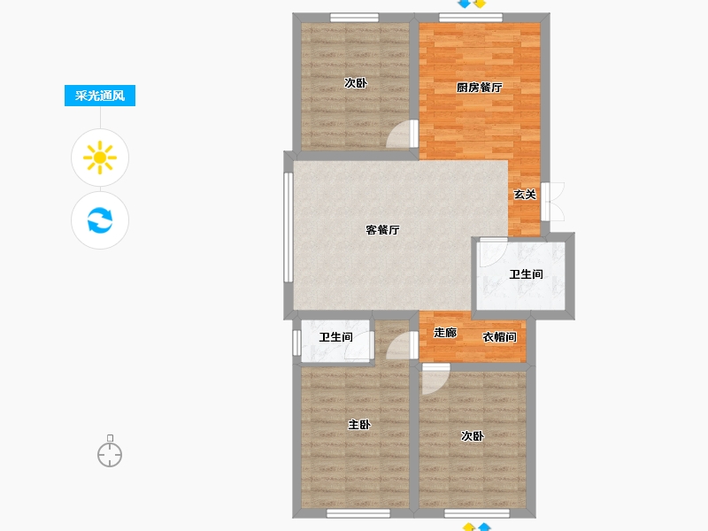 吉林省-辽源市-星源城湖语墅-88.49-户型库-采光通风