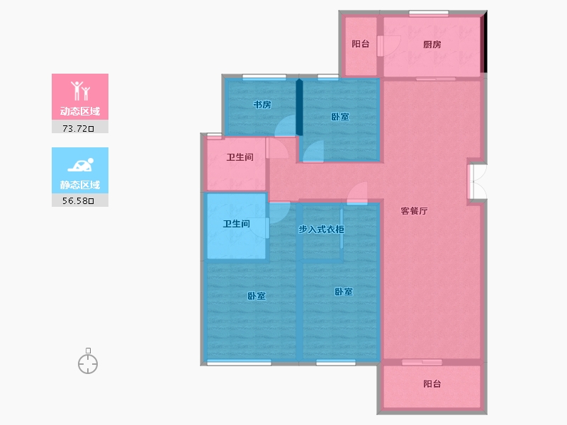 云南省-昆明市-世博生态城蓝湖邻里-116.68-户型库-动静分区