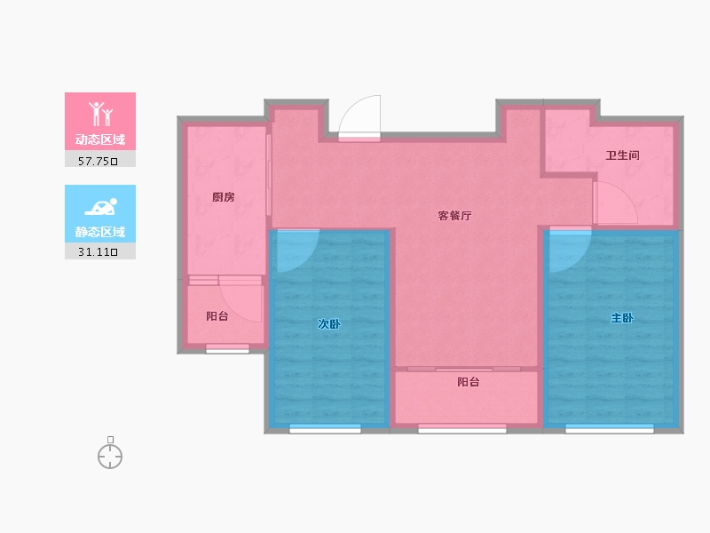 内蒙古自治区-呼和浩特市-呼和浩特恒大翡翠华庭-79.83-户型库-动静分区