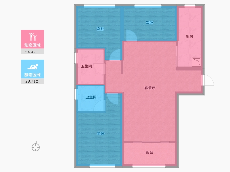 内蒙古自治区-呼和浩特市-呼和浩特恒大翡翠华庭-83.23-户型库-动静分区