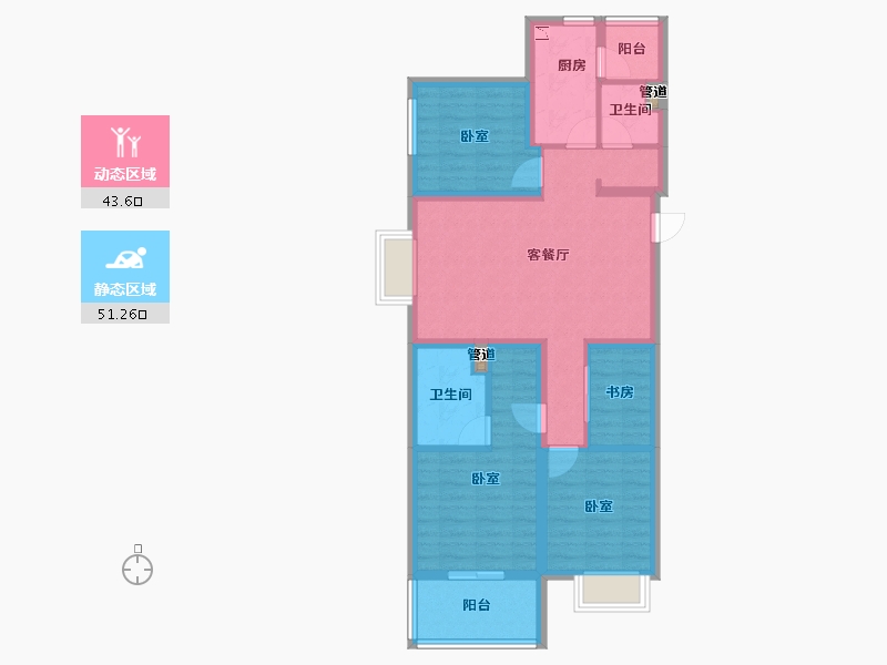 山西省-太原市-蓝光·雅居乐雍锦半岛-83.87-户型库-动静分区