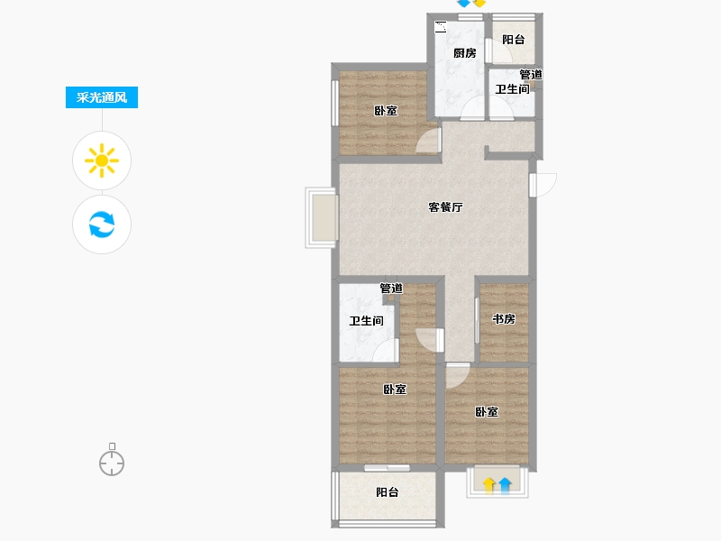 山西省-太原市-蓝光·雅居乐雍锦半岛-83.87-户型库-采光通风