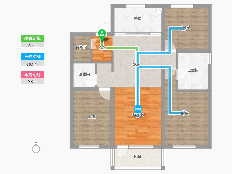 辽宁省-盘锦市-盘锦万科城·如园-86.69-户型库-动静线