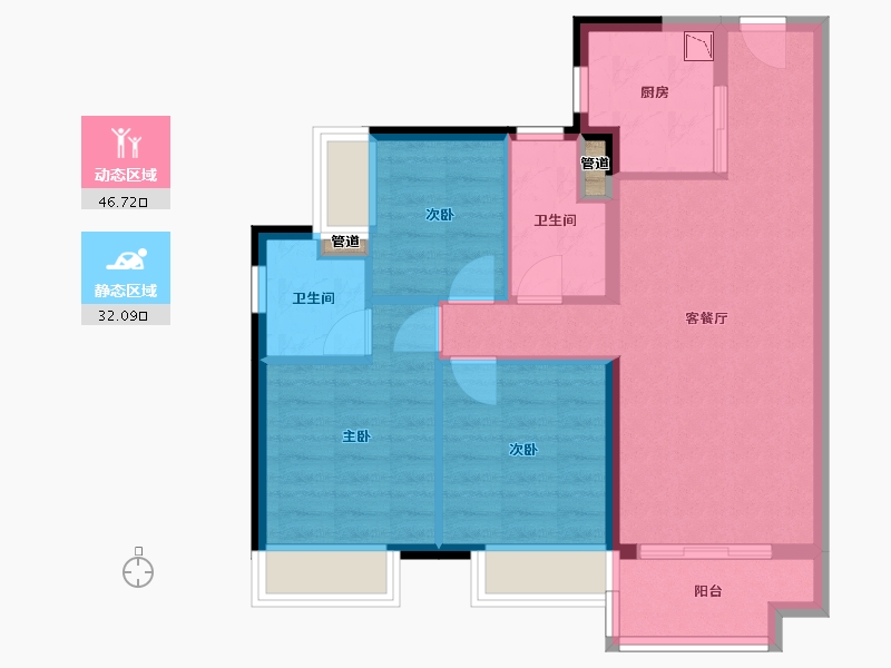 广西壮族自治区-梧州市-美的中央广场-70.65-户型库-动静分区