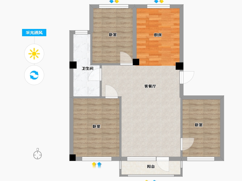 辽宁省-丹东市-祥麗苑-78.00-户型库-采光通风