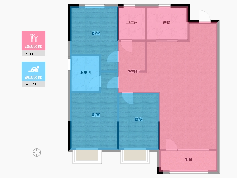 辽宁省-盘锦市-美的城如院-94.17-户型库-动静分区