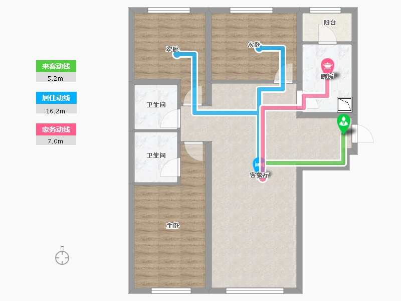 内蒙古自治区-呼和浩特市-呼和浩特恒大翡翠华庭-90.46-户型库-动静线