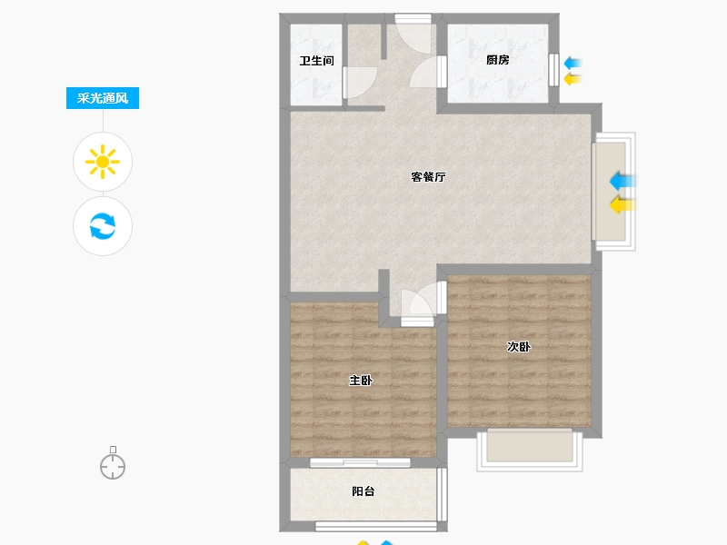 河北省-保定市-御景蓝湾二期-75.99-户型库-采光通风