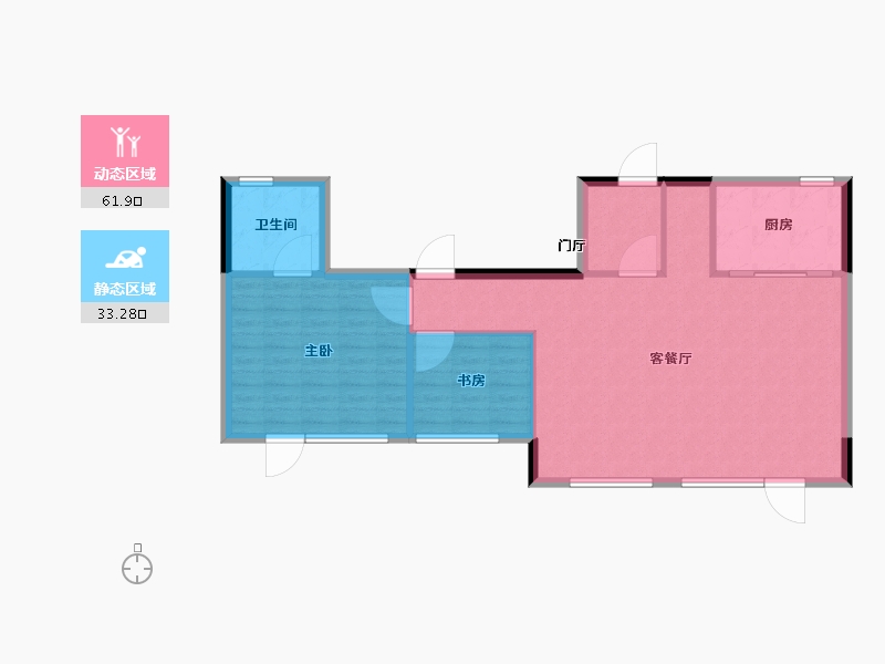 辽宁省-大连市-招商雍景湾-88.32-户型库-动静分区