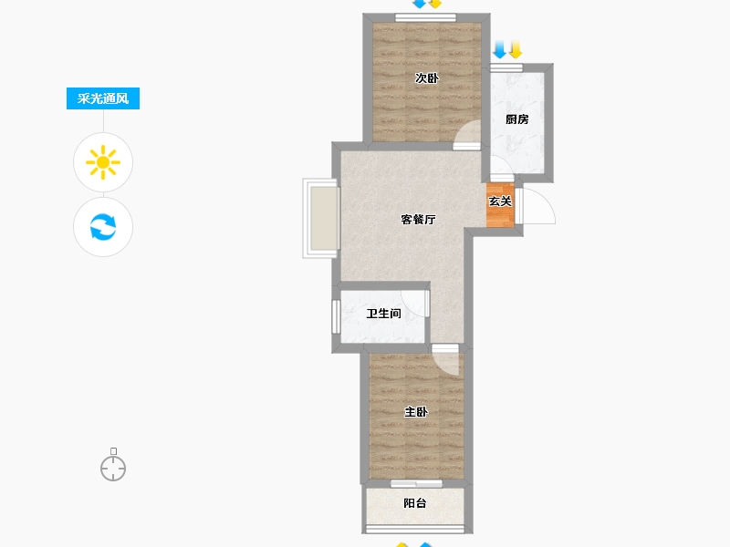 河北省-保定市-涿州惠友万悦城-51.19-户型库-采光通风