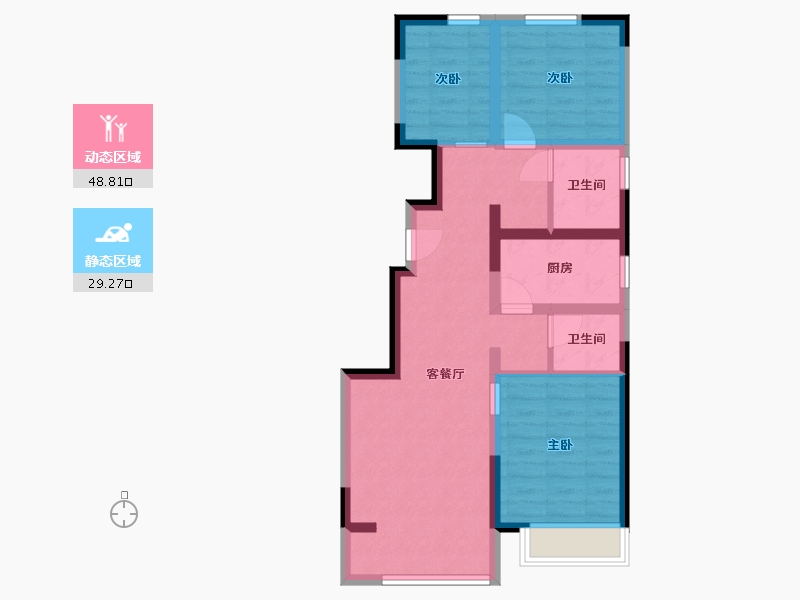 河北省-廊坊市-佳兆业悦峰·畅叙苑-68.41-户型库-动静分区