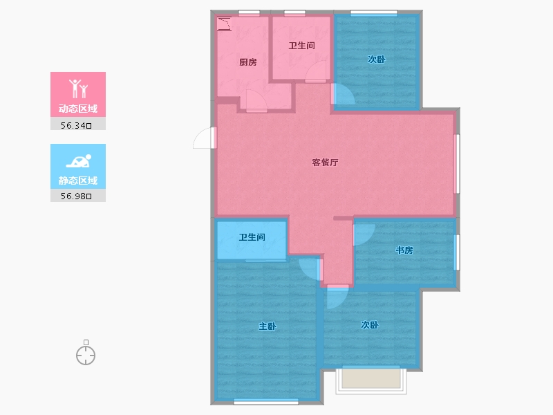 内蒙古自治区-呼和浩特市-秋实学院里-101.71-户型库-动静分区