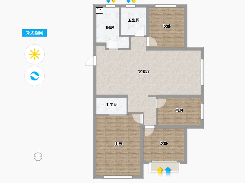 内蒙古自治区-呼和浩特市-秋实学院里-101.71-户型库-采光通风