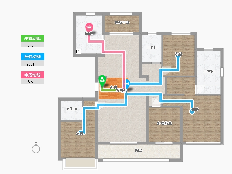 河北省-廊坊市-蓝城雲庐-131.21-户型库-动静线