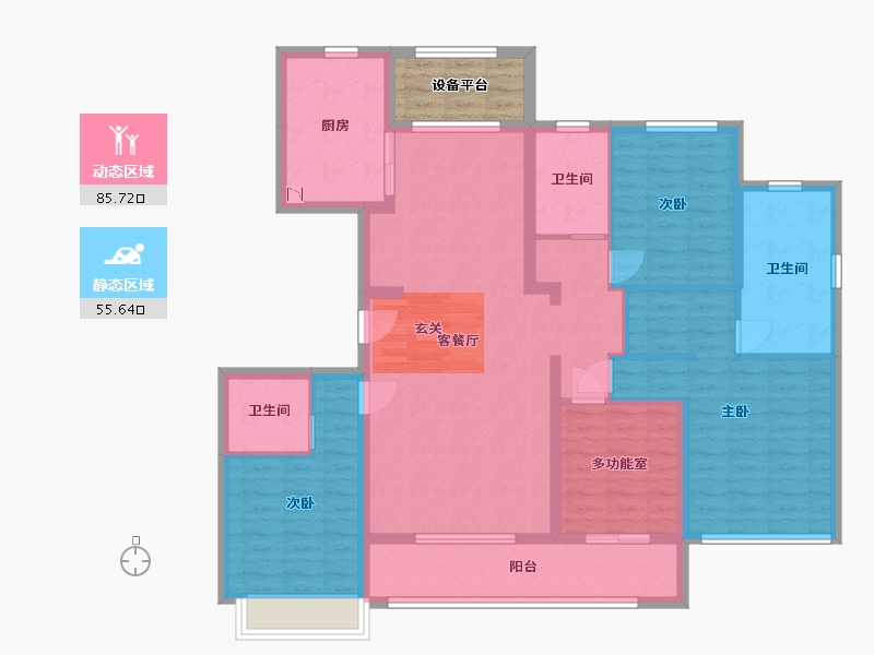 河北省-廊坊市-蓝城雲庐-131.21-户型库-动静分区