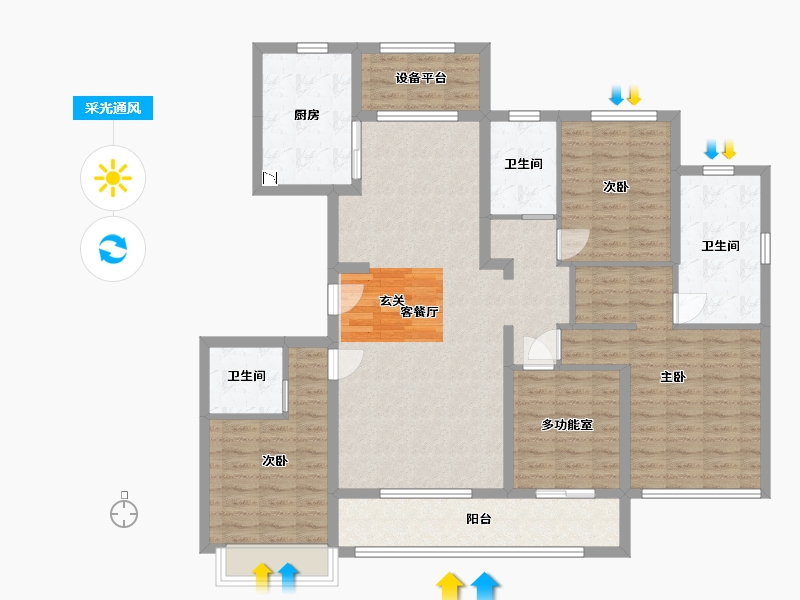 河北省-廊坊市-蓝城雲庐-131.21-户型库-采光通风