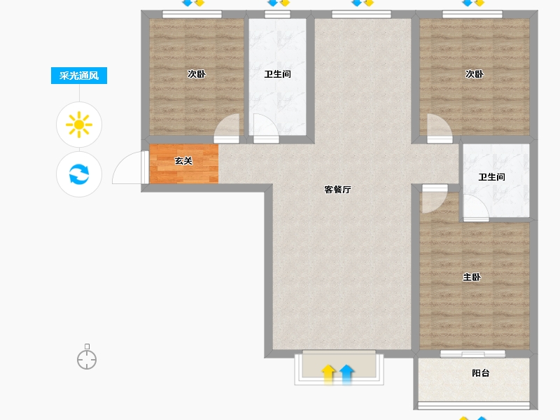 河北省-保定市-涿州惠友万悦城-103.00-户型库-采光通风