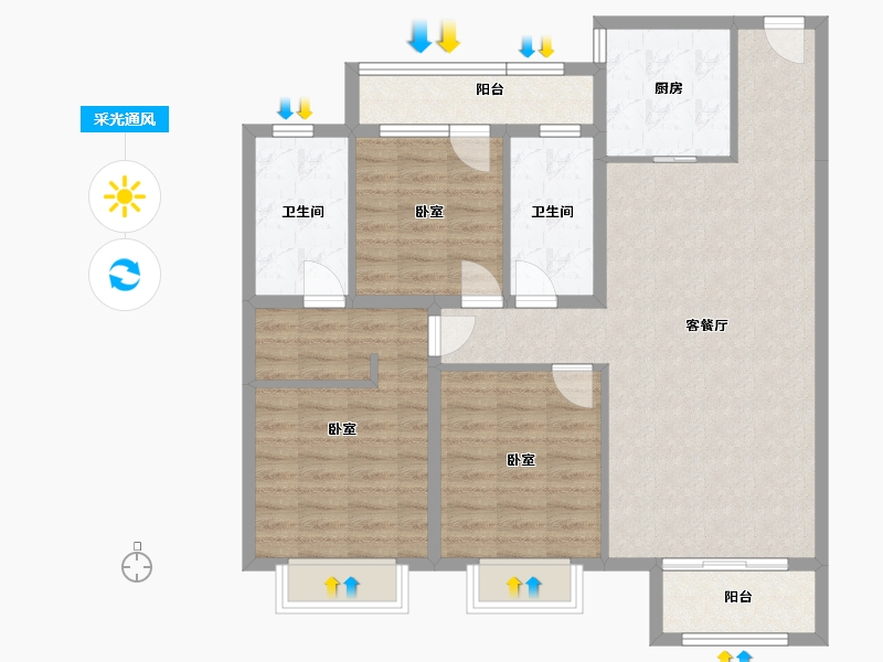 辽宁省-丹东市-永同昌翡翠公馆-101.01-户型库-采光通风