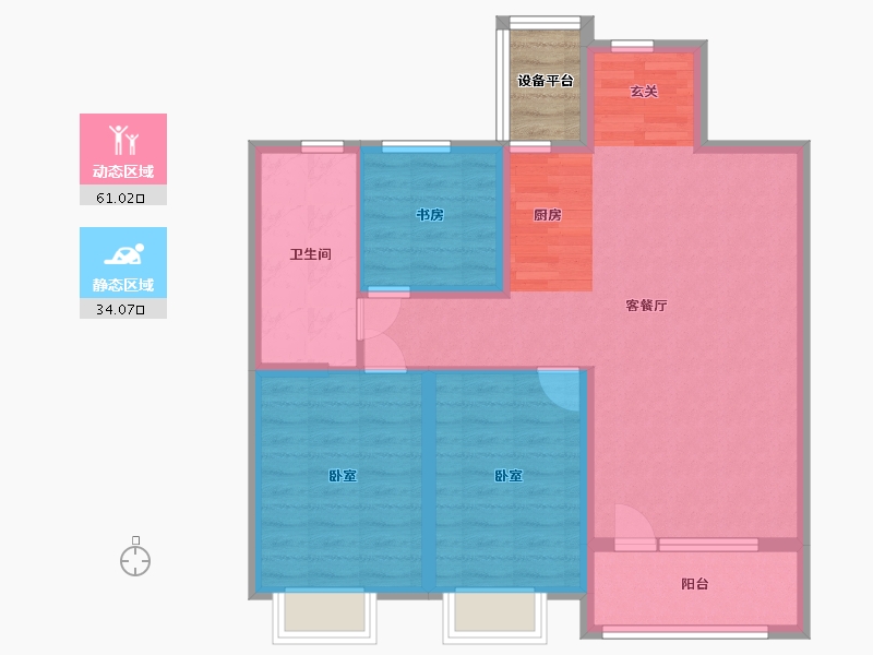 辽宁省-丹东市-滨江·凯旋门-88.01-户型库-动静分区