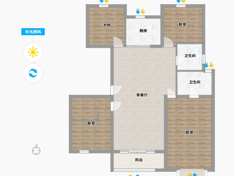 辽宁省-丹东市-永同昌翡翠公馆-114.30-户型库-采光通风