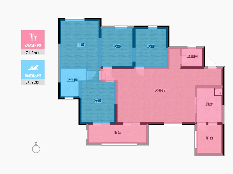 四川省-资阳市-云端·金域蓝湾-113.27-户型库-动静分区