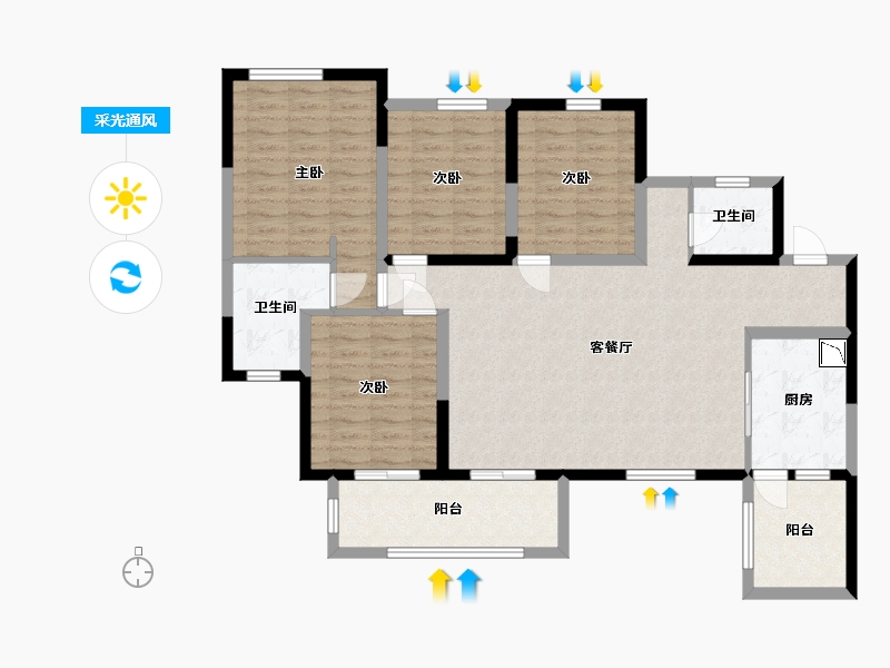 四川省-资阳市-云端·金域蓝湾-113.27-户型库-采光通风