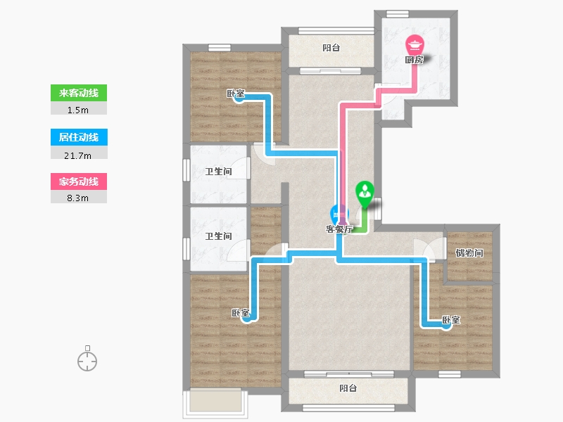 辽宁省-丹东市-永同昌翡翠公馆-107.66-户型库-动静线