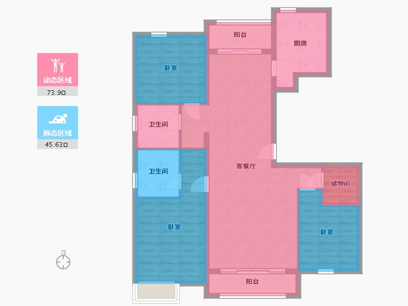 辽宁省-丹东市-永同昌翡翠公馆-107.66-户型库-动静分区