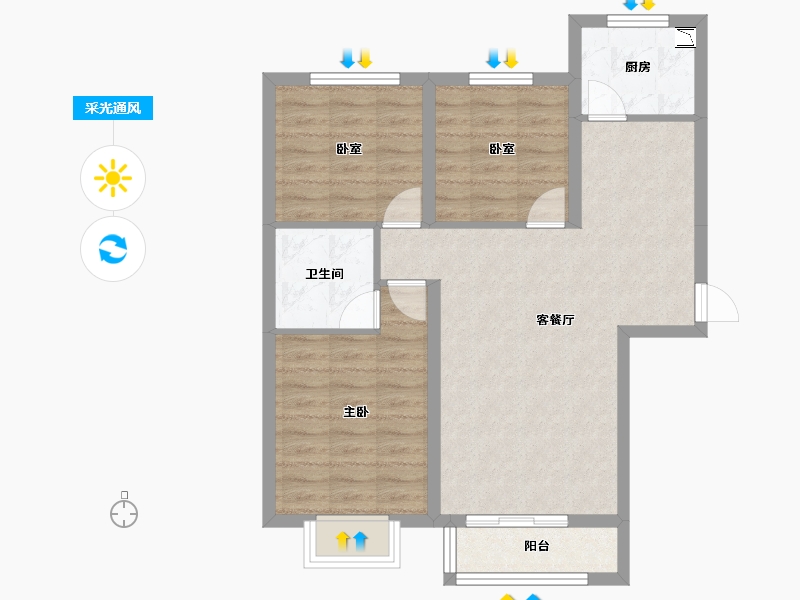 辽宁省-葫芦岛市-中央国际城-73.34-户型库-采光通风